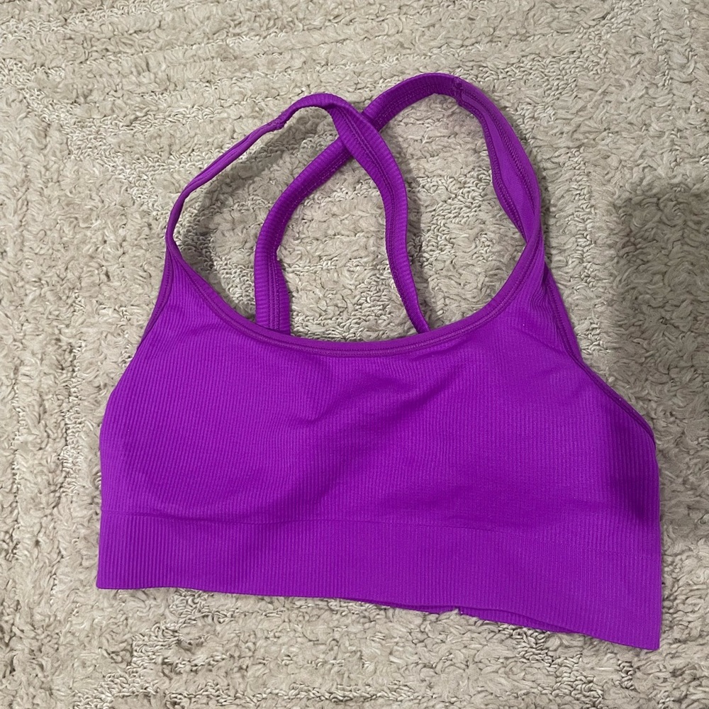 Athleta Bold Purple Ribbed sports bra size Small